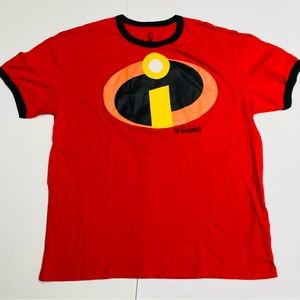 Disney Store The Incredibles Ringer Graphic T-Shirt Size Large Men’s Red Shirt